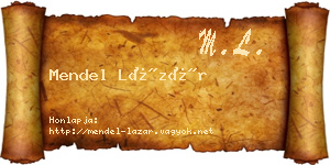 Mendel Lázár névjegykártya